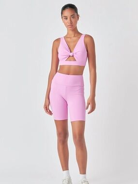 NWT GREY LAB Pink Knotted Cut Out Tank Top & Shorts Set